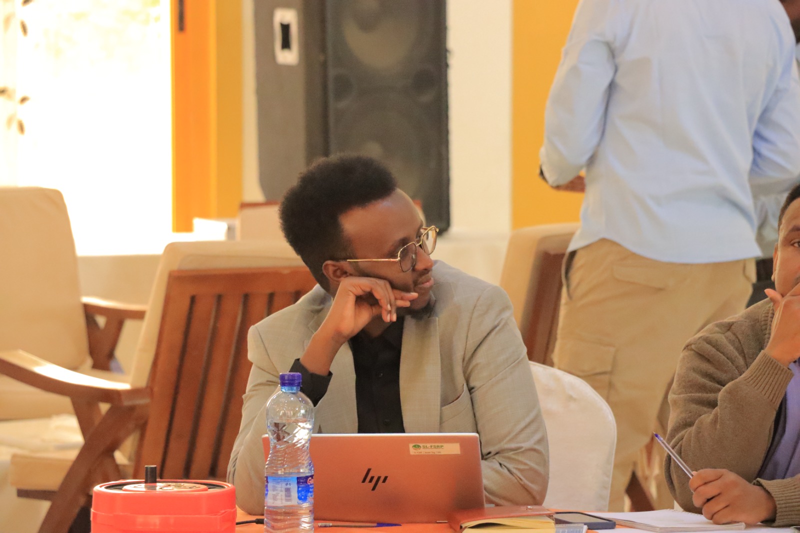 Facilitator demonstrating planning tools